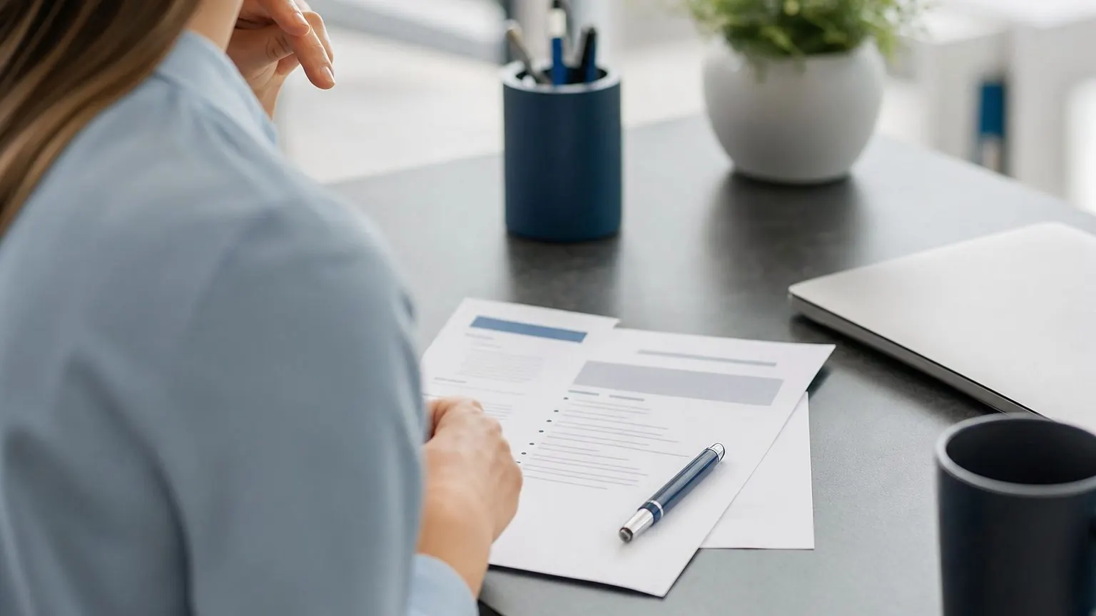 Accroche CV reconversion professionnelle : CV et stylo sur un bureau