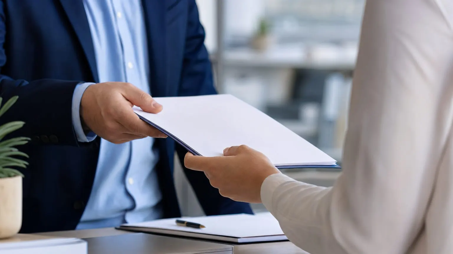 Employeur remettant les documents obligatoires à un salarié qui démissionne