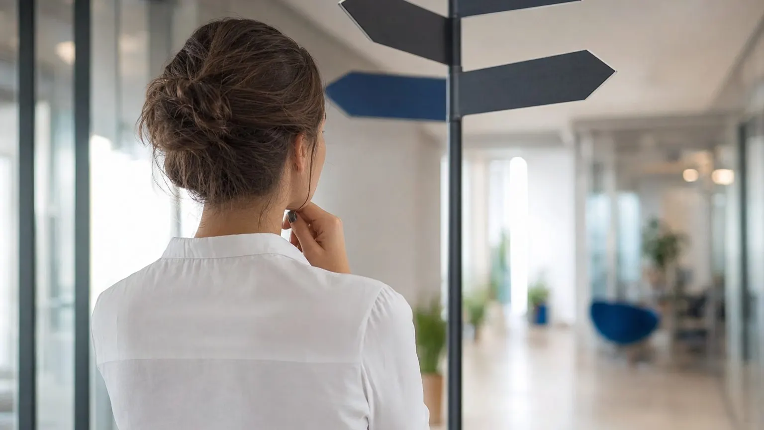 Quel métier choisir quand on manque de confiance en soi : personne hésitant à un carrefour de chemins professionnels